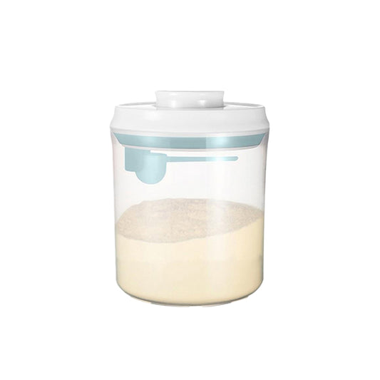 Ankou Airtight 1 Touch Button Milk Powder Storage Container with Scoop and Holder 1500ML Round & Square Minimalist Aesthetic Opening Pop Up Design Storage Container Insect Resistant Leak Proof Containers with Lid Airtight Baby Feeding Storage - VMI Direct