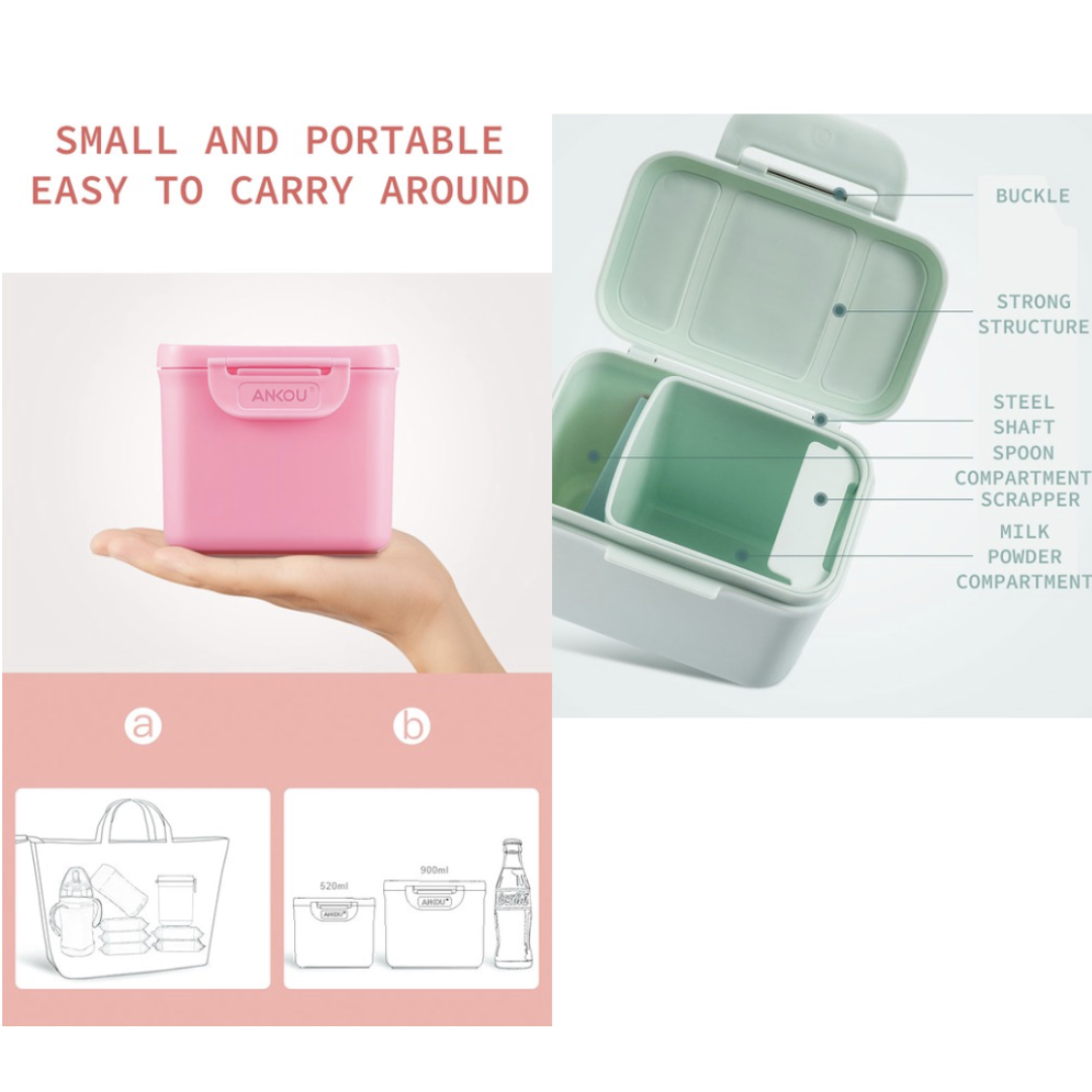 Ankou Portable Air Tight Milk Powder Container With Scraper Spoon Leak Proof