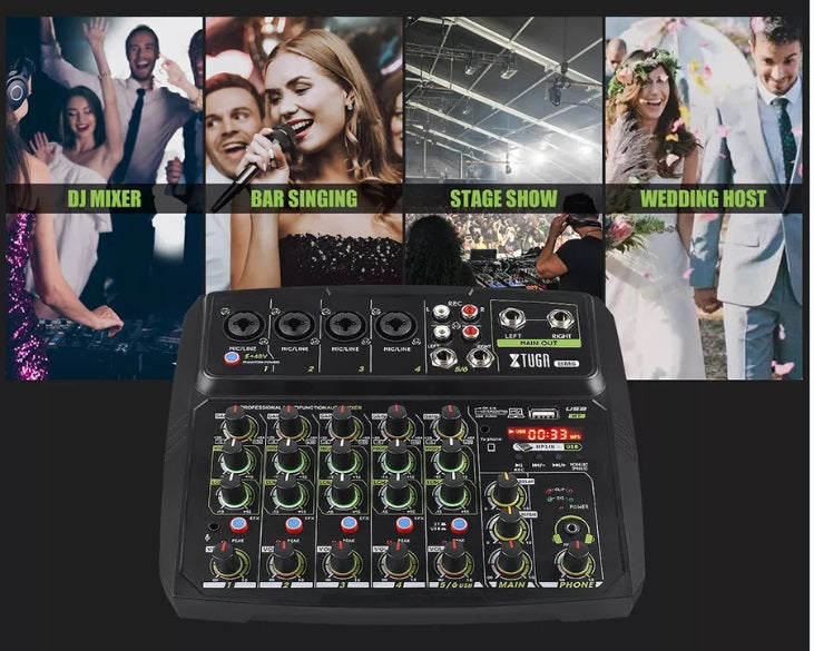 XTUGA BM6 6 Chanel Audio mixer Live Broadcast Mixing Console for DJ Stage/Broadcast