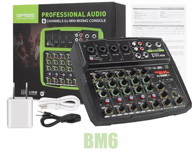 XTUGA BM6 6 Chanel Audio mixer Live Broadcast Mixing Console for DJ Stage/Broadcast