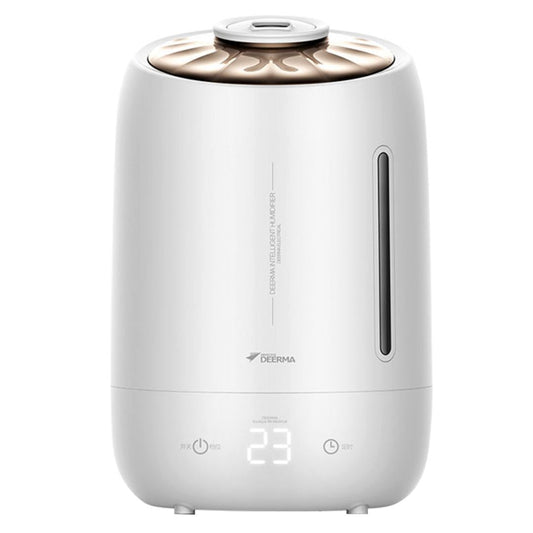 Deerma F600 Ultrasonic Humidifier 5L Three Gear Touch Temperature Intelligent Mist Maker Timing Function Ultrasonic Humidifier Touch Version Air Purifying  Safe Automatic Shutdown Mode, With LED VMI