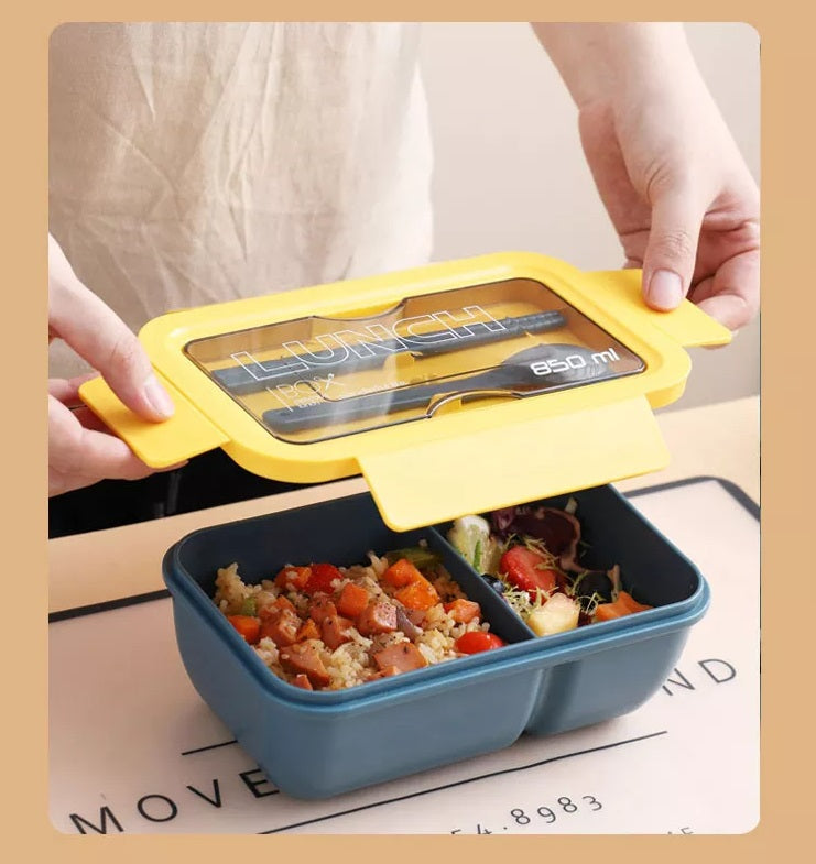 Leakproof kids microwave safe bento box with lock food container 850ml with 2 compartment