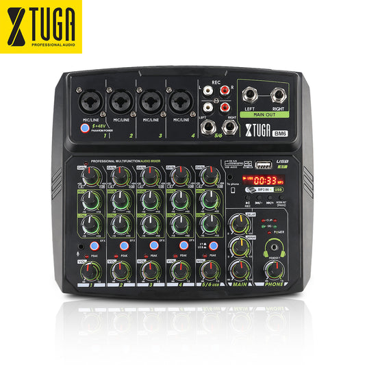 XTUGA BM6 6 Chanel Audio mixer Live Broadcast Mixing Console for DJ Stage/Broadcast