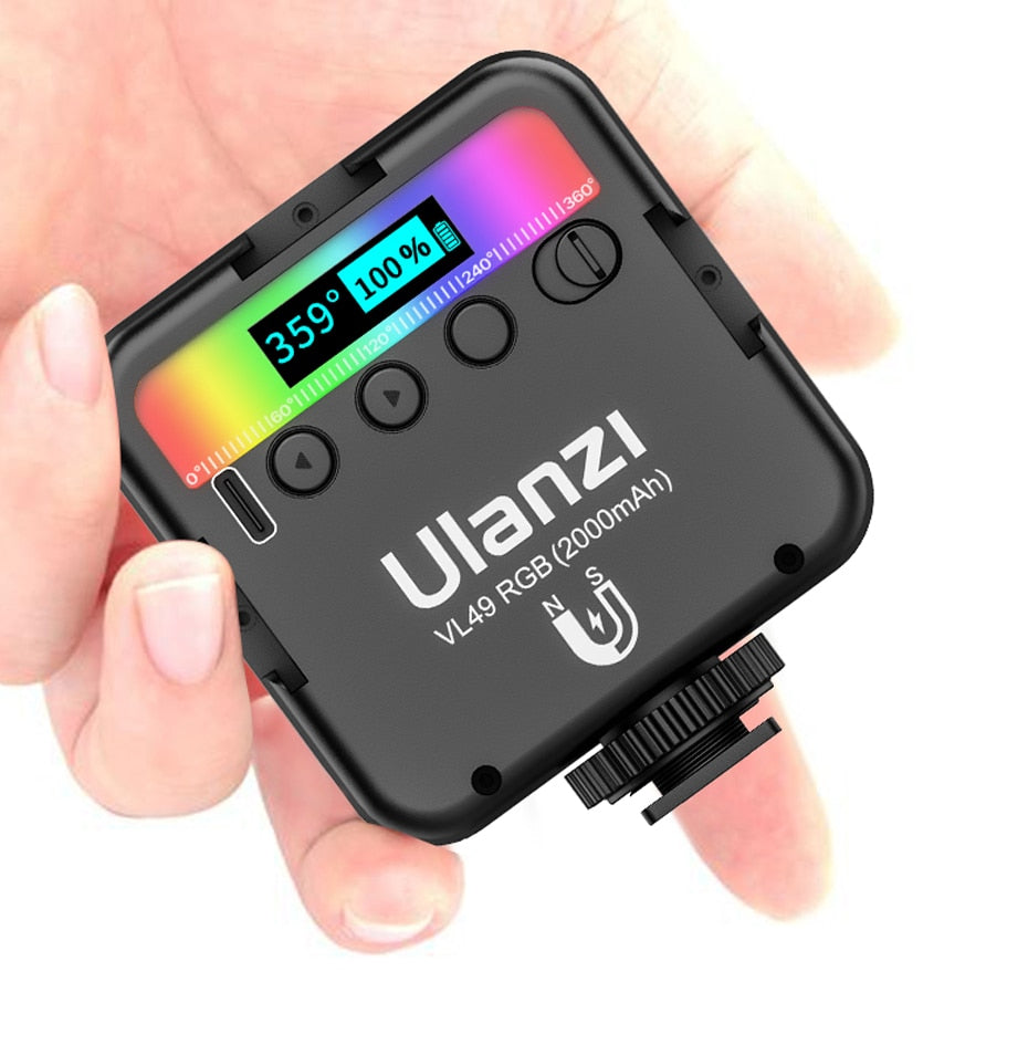 ULANZI VL49 RGB 2000mAh LED Video Light w 3 Cold Shoe