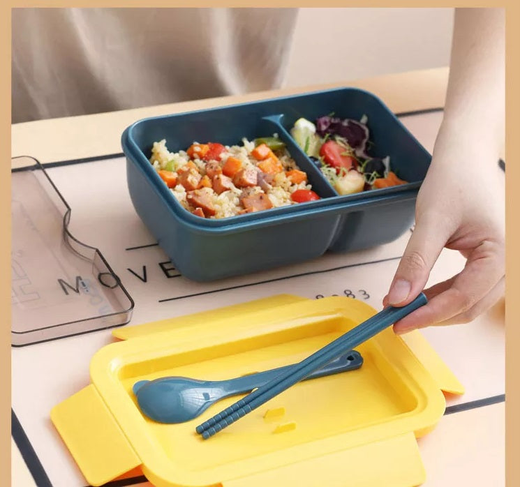 Leakproof kids microwave safe bento box with lock food container 850ml with 2 compartment