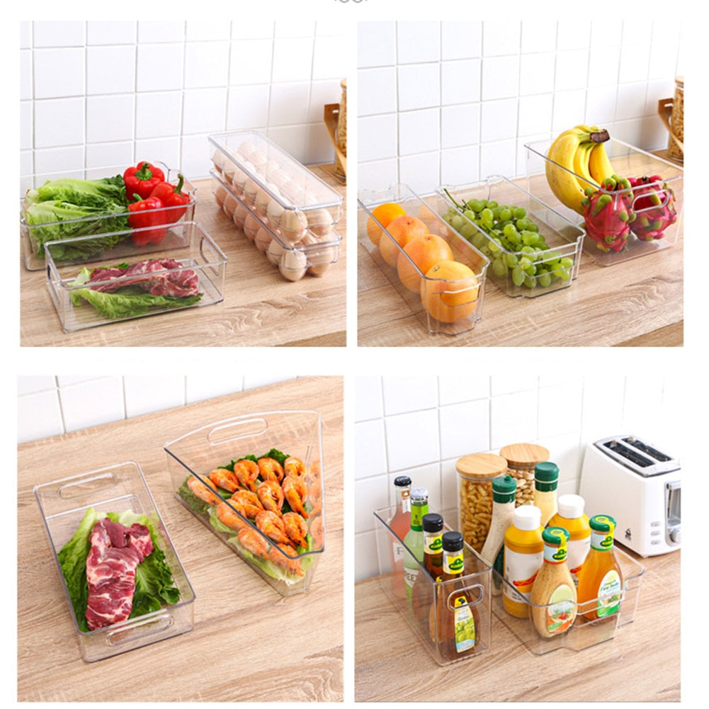 Clear Transparent Multifunctional Kitchen Refrigerator Pantry Boxes Organizer Stackable Food Storage