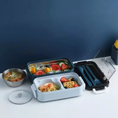 900ml Portable bento lunch box 304 Stainless interior and Microwave Safe with 2 Layers