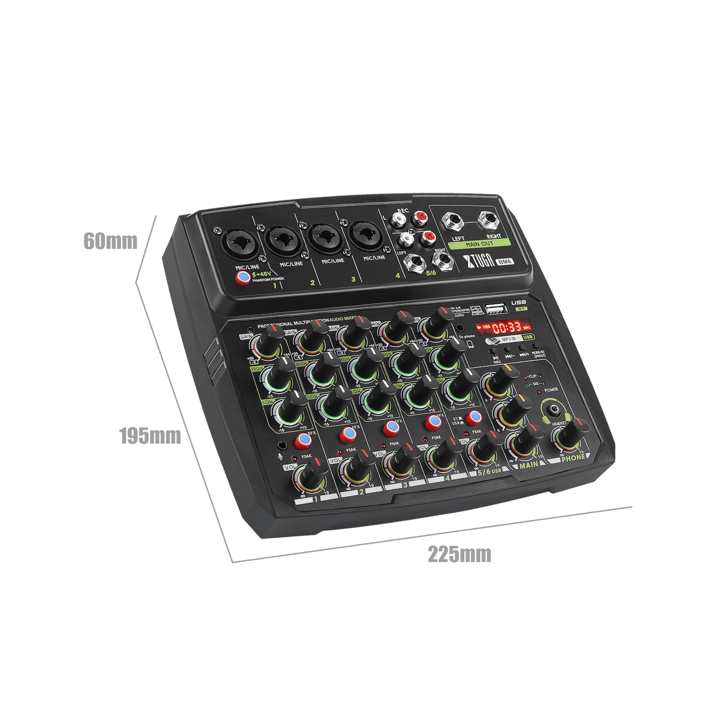 XTUGA BM6 6 Chanel Audio mixer Live Broadcast Mixing Console for DJ Stage/Broadcast