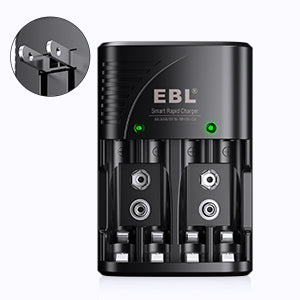 EBL 802 Smart Battery Charger for 9V AA AAA Ni-MH Ni-CD Rechargeable Batteries Wall Plug Overheat Detection Quick Charging For Rechargeable Batteries - VMI Direct