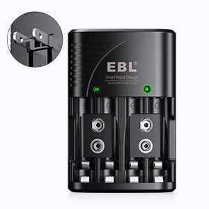 EBL LN-6422BK 802 Fast Battery Charger for 9V AA AAA Rechargeable Batteries Wall Plug VMI Direct