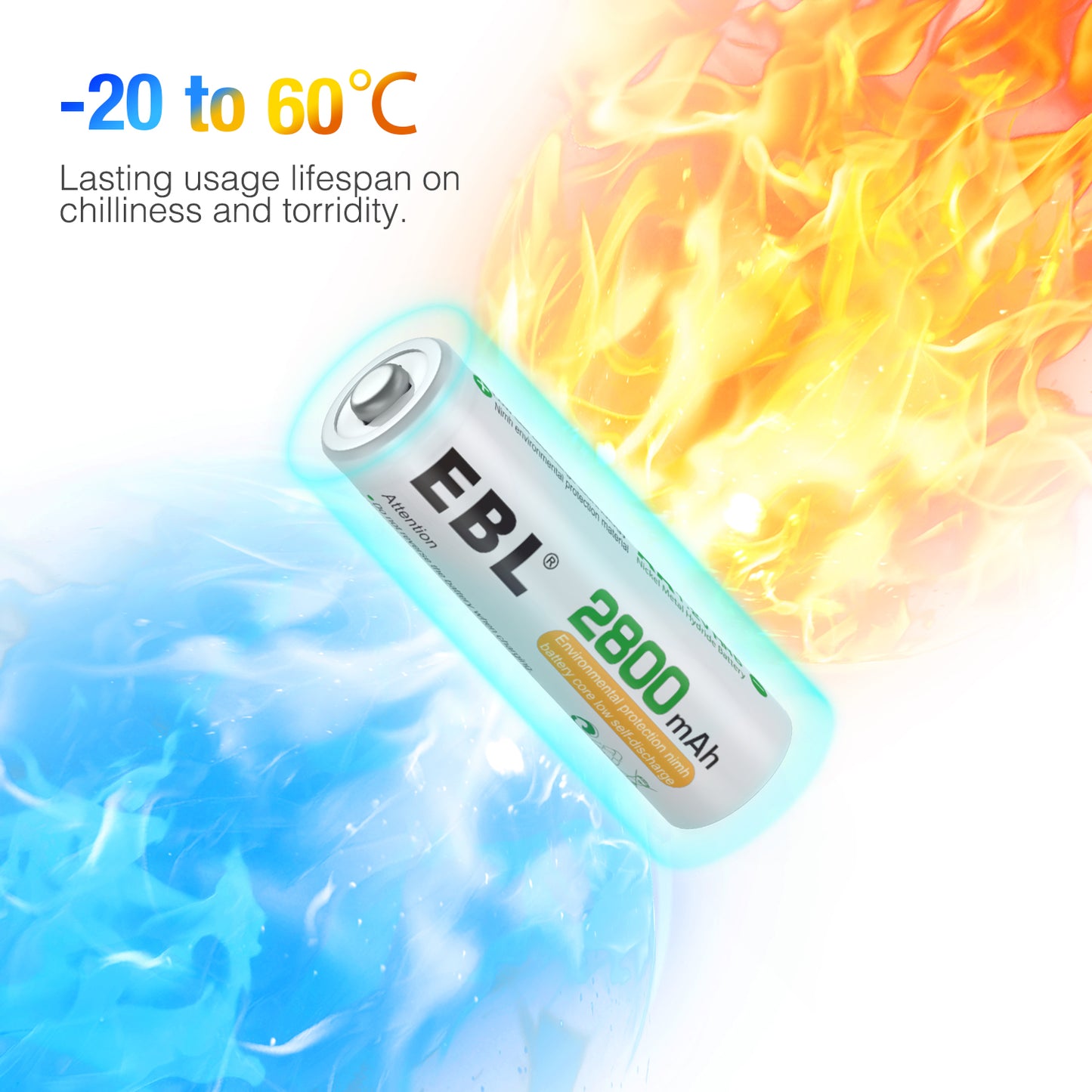 EBL LN-8112 2800mAh 1.2V AA Size Rechargeable Battery Ni-MH NiMH Batteries with ProCyco Technology High Quality