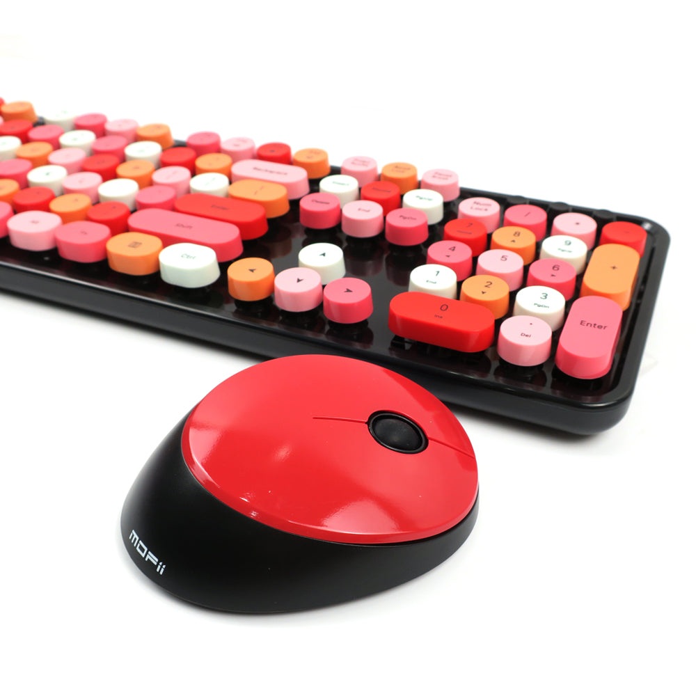 Mofii Sweet Mixed 2.4G Wireless Keyboard and Mouse Combo with Round Colorful Keycaps For PC Laptop