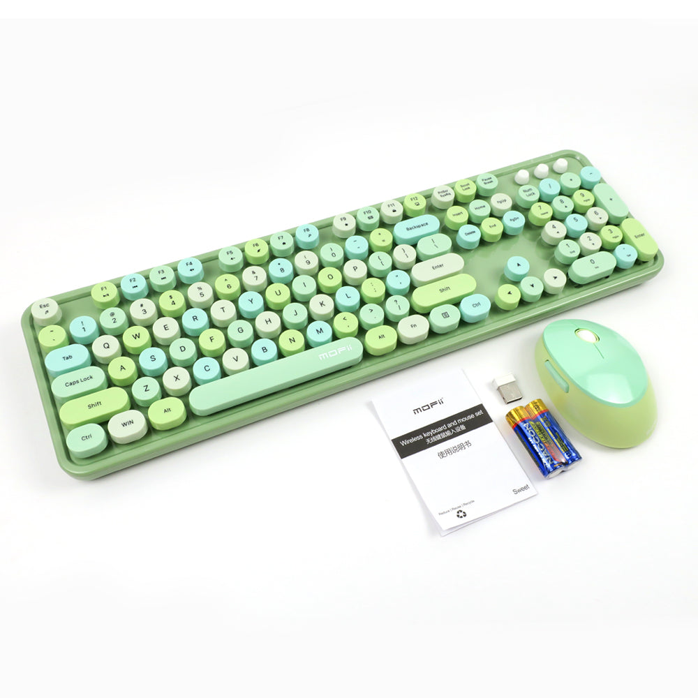 Mofii Sweet Mixed 2.4G Wireless Keyboard and Mouse Combo with Round Colorful Keycaps For PC Laptop