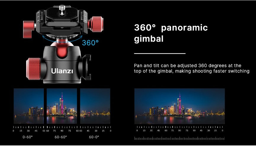 Ulanzi U-70 Metal Cold Shoe Tripod Ball Head Spherical Bracket with Quick Release Plate Double Panoramic Tripod Head for DSLR Camera Vlog Tripod Bracket Photography Mini Ball Head Dual 360° Panorama Adjusting Compatible with Arca-Swiss Peak - VMI Direct