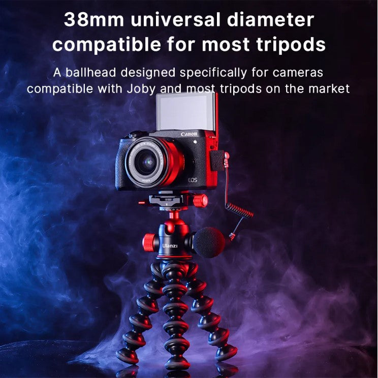 Ulanzi U-70 Metal Cold Shoe Tripod Ball Head Spherical Bracket with Quick Release Plate Double Panoramic Tripod Head for DSLR Camera Vlog Tripod Bracket Photography Mini Ball Head Dual 360° Panorama Adjusting Compatible with Arca-Swiss Peak - VMI Direct