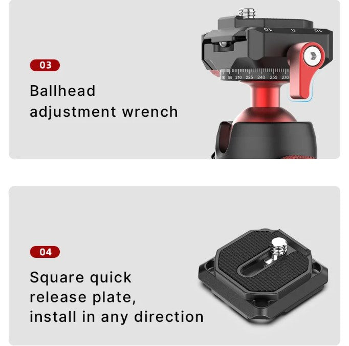 Ulanzi U-70 Metal Cold Shoe Tripod Ball Head Spherical Bracket with Quick Release Plate Double Panoramic Tripod Head for DSLR Camera Vlog Tripod Bracket Photography Mini Ball Head Dual 360° Panorama Adjusting Compatible with Arca-Swiss Peak - VMI Direct