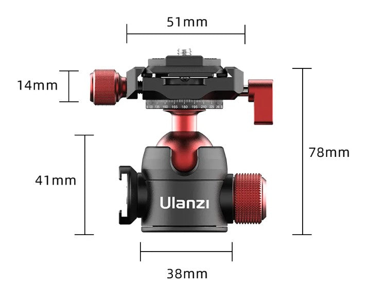 Ulanzi U-70 Metal Cold Shoe Tripod Ball Head Spherical Bracket with Quick Release Plate Double Panoramic Tripod Head for DSLR Camera Vlog Tripod Bracket Photography Mini Ball Head Dual 360° Panorama Adjusting Compatible with Arca-Swiss Peak - VMI Direct