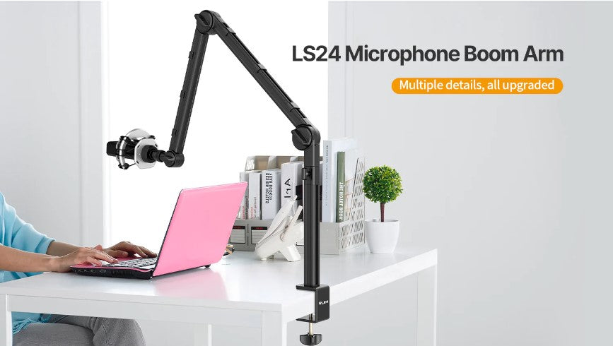 Ulanzi VIJIM LS24 Desktop Microphone Stand 360° Adjustable Suspension Boom Mic Arm With 1/4 Screw Photography Studio Supplies Arm Stand Desk DSLR Camera Holder Adjustable Suspension Mic Boom With 1/4 Screw Mount for Recording  - VMI Direct