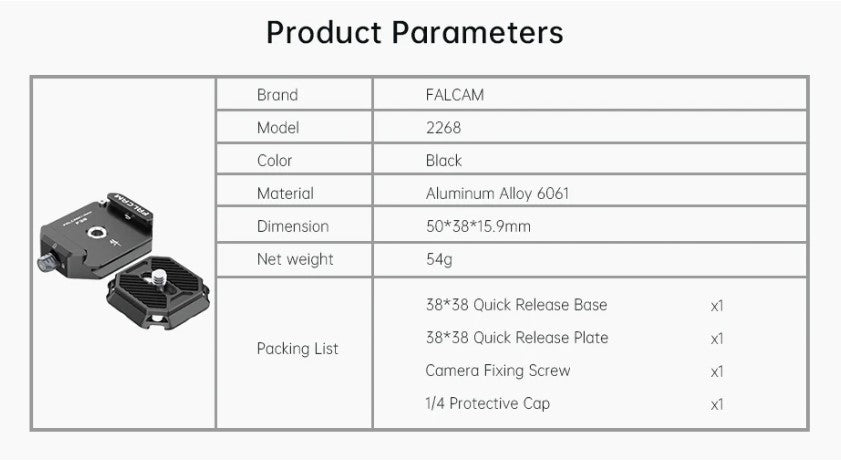 Ulanzi F38 Universal Arca-Swiss Plate Quick Release Set with Safe Lock for Action Cameras and Camera