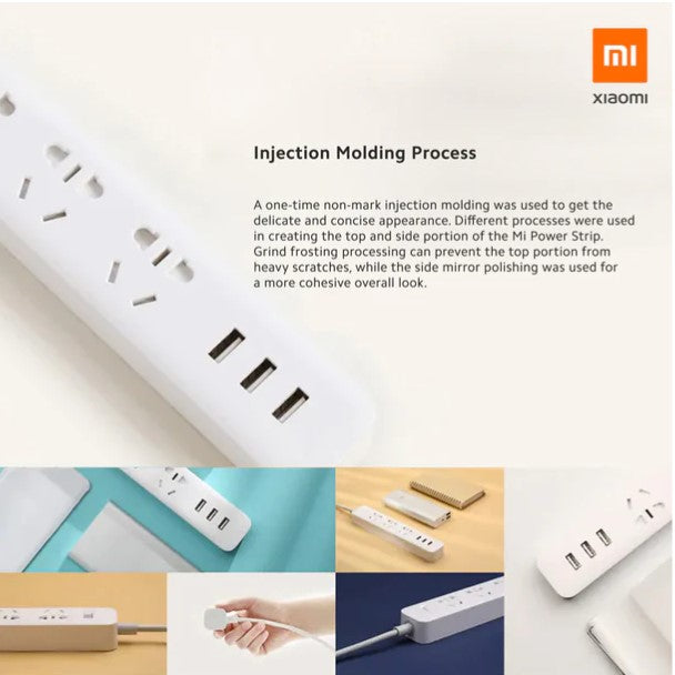 Xiaomi Smart Electronic Power Strip Socket 2.1A Fast Charging 3 USB 3 Sockets Standard Plug Interface Extension Adapter Non-slip Pads Subtle White LED Light Indicator Novel Plug Design Pencil Case Sized Power Strip Small And portable Power Strip - VMI