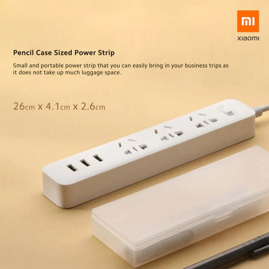 Xiaomi Smart Electronic Power Strip Socket 2.1A Fast Charging 3 USB 3 Sockets Standard Plug Interface Extension Adapter Non-slip Pads Subtle White LED Light Indicator Novel Plug Design Pencil Case Sized Power Strip Small And portable Power Strip - VMI