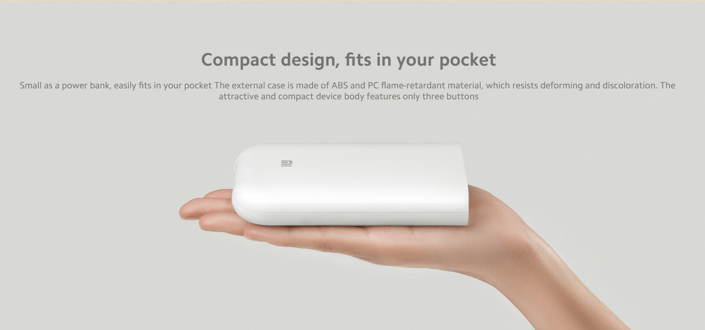 Xiaomi Pocket Photo Printer Small Portable Smart HD Polaroid Wireless Mobile Phone Photographic Paper Printing Mini Portable Thermal Printer Zink Inkless Mijia AR Pocket Photo Printer Wireless Bluetooth-compatible Printing Machine - VMI Direct