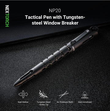 NP20 Safety Pen with Tungsten-Steel Pen Tip Black Keel Tactical Pen VMI DIRECT