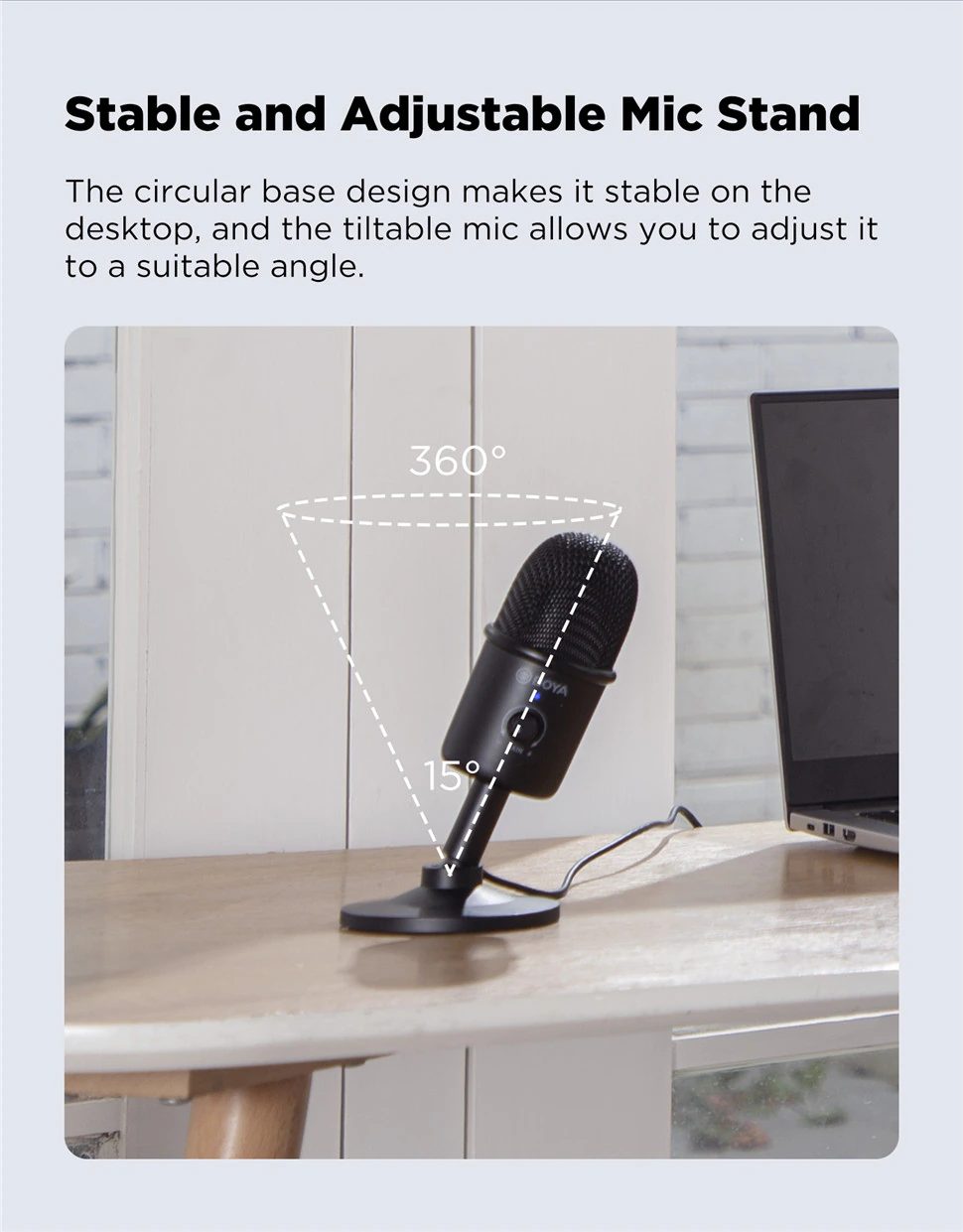 BOYA BY-CM3 USB Condenser Desktop Microphone  With Recording for  Laptop and Deskstop