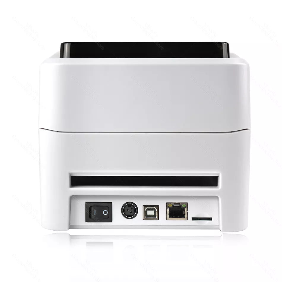 A6 Bluetooth Thermal Waybill Printer back view showing connectivity ports and power button