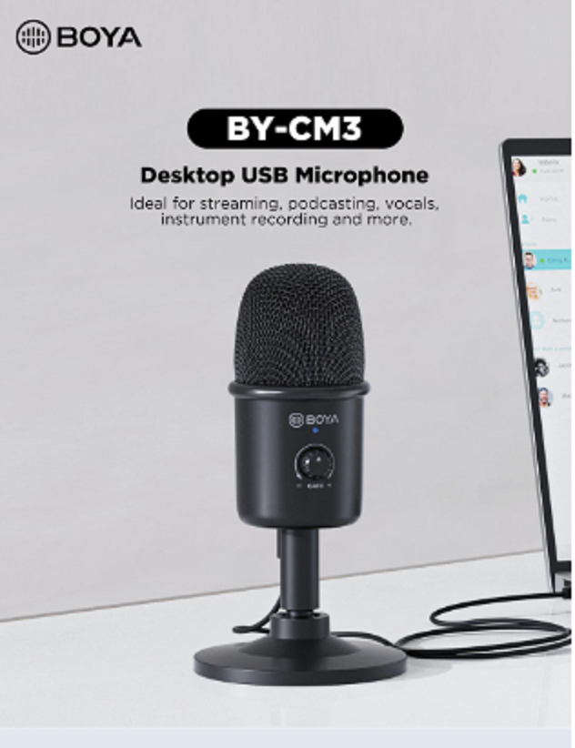 BOYA BY-CM3 USB Condenser Desktop Microphone  With Recording for  Laptop and Deskstop