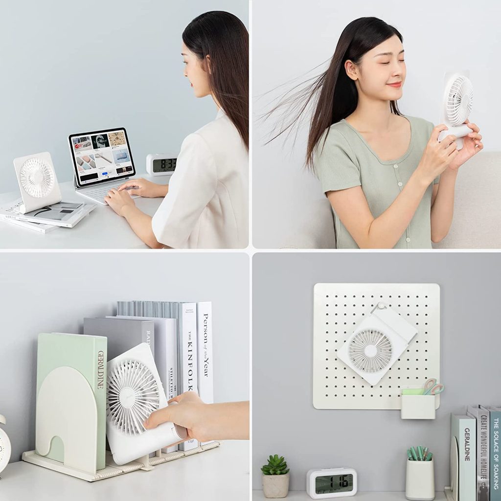 JISULIFE FA28a Small Desk Fan Portable USB Rechargeable Fan Mini Fan with 2000mAh Battery Portable Mini Fan Adjustable