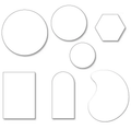 Set of various shapes of Acrylic Mirror Props including circles, hexagon, and rectangle for decorative use