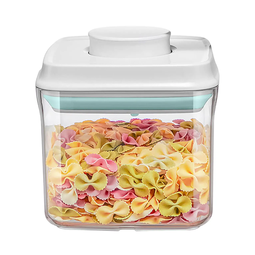 VMIDirect Airtight Food Jar for storing pasta with a clear view of colorful bowtie noodles