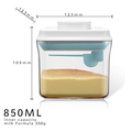 Airtight Food Storage Container 1 Touch Button in clear design with size dimensions for kitchen organization