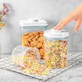 Airtight milk powder storage container set with clear design for organizing snacks and pantry items