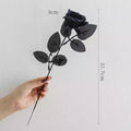 VMIDirect Black Artificial Flowers Silk Rose with Realistic Leaves and Adjustable Stem