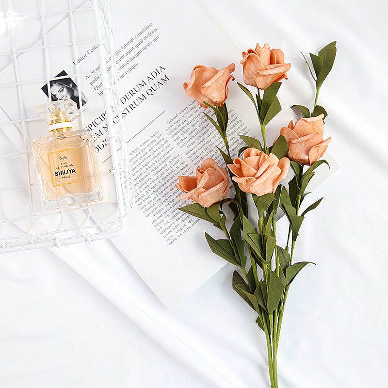 VMIDirect Artificial Flowers Silk Peach Roses Arrangement for Home Decor and Photography