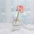 VMIDirect Artificial Flowers Silk Peony in a Clear Glass Vase with Twine Ribbon