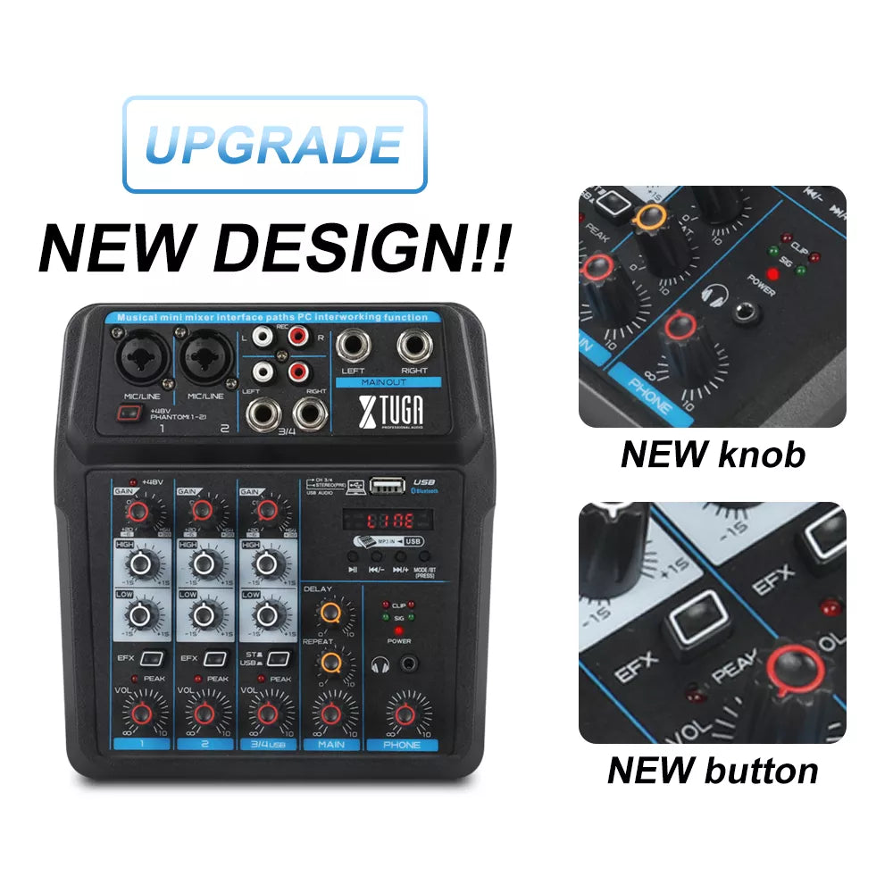 XTUGA AM4 Audio Mixer Mini Sound Mixing Console Livestreaming Game Streaming