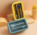 VMIDirect Bento Box 850ml in yellow and green with utensils for easy meal storage