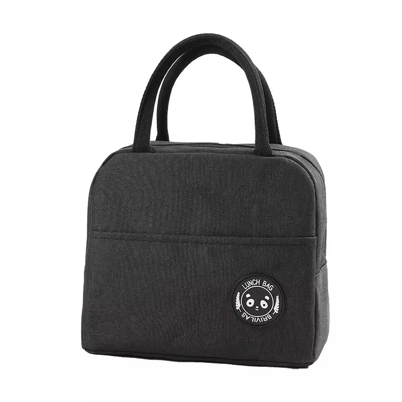 VMIDirect Bento Lunch Bag Insulated in black fabric with sturdy handles for easy carrying