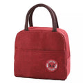 VMIDirect Bento Lunch Bag Insulated in red with sturdy handles for convenient meal transportation