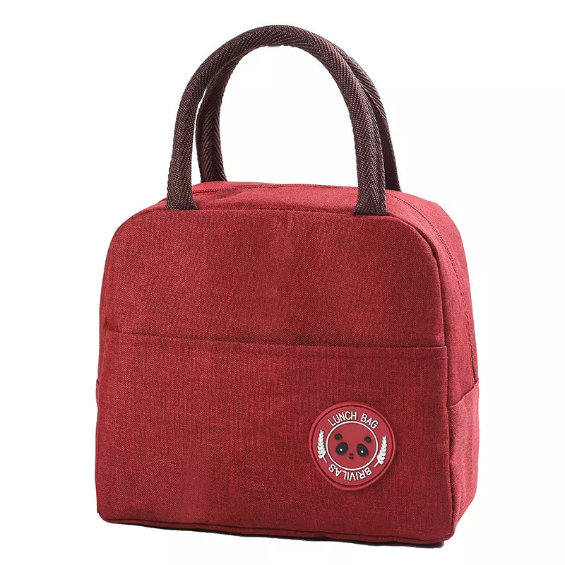 VMIDirect Bento Lunch Bag Insulated in red with sturdy handles for convenient meal transportation