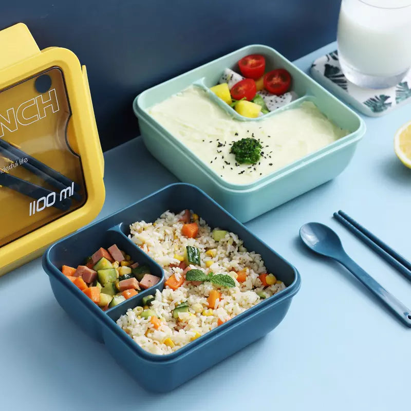 1100ml Plastic Bento Lunch Box with compartments for balanced meals and fresh ingredients