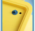 Close-up of the secure lid on VMIDirect 1100ml Plastic Bento Lunch Box in bright yellow