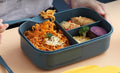 VMIDirect 2-Compartment Plastic Bento Lunch Box with noodles and vegetables for convenient meal packing