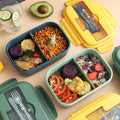 Colorful 2-Compartment Plastic Bento Lunch Box with healthy meal options and lid
