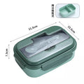 2-Compartment Plastic Bento Lunch Box in green with a secure lid and convenient size for meals
