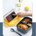 2-Compartment Plastic Bento Lunch Box with phone holder and colorful food compartments