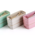 VMIDirect 900ml Bento Lunch Box Leakproof in green, white, and pink with utensils included